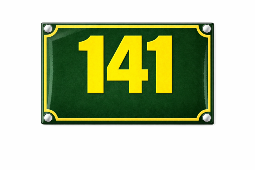 Orientační číslo jednoduché - Rozměr: 200x150 mm (20x15  cm), Barva podkladu: tmavě zelená, Barva písma: žlutá