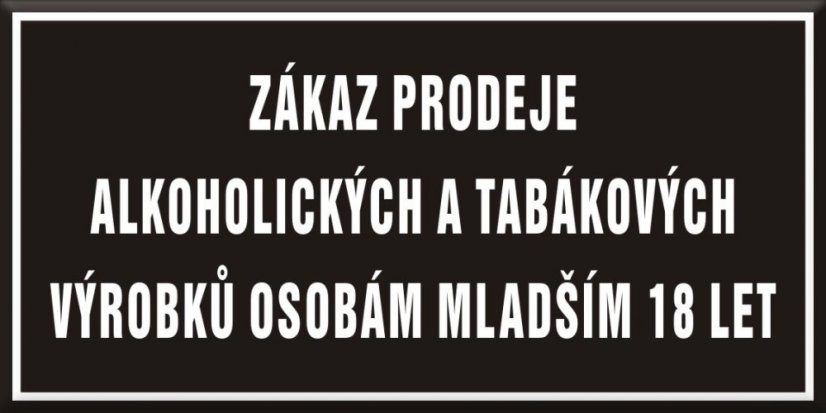 ZÁKAZ PRODEJE DO 18 LET - barevné varianty - Rozměr: 400x200mm