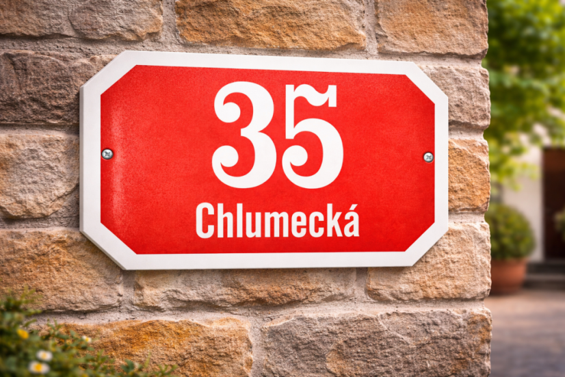 Smaltované ČÍSLO ORIENTAČNÍ PLZEŇSKÉ S DODATKEM 33x21 cm