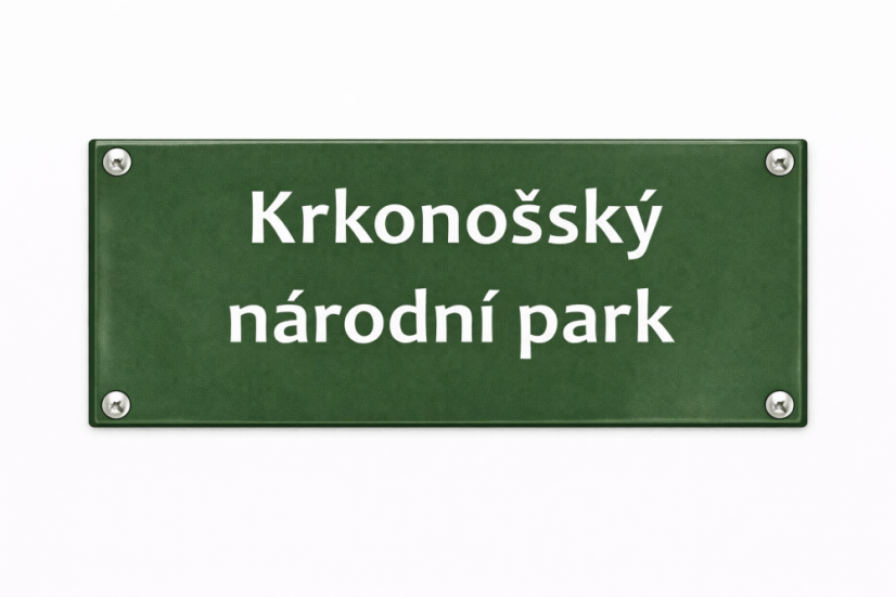 Smaltovaná cedule Krkonošský národní park - 300x105 mm